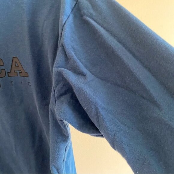 Vintage BOCA Cropped Sweatshirt Womans Large Blue Logo 100% Cotton Oversized 90s - Picture 7 of 16